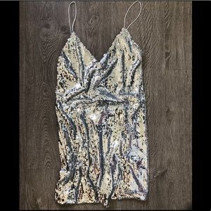Silver Sequin Cocktail Dress